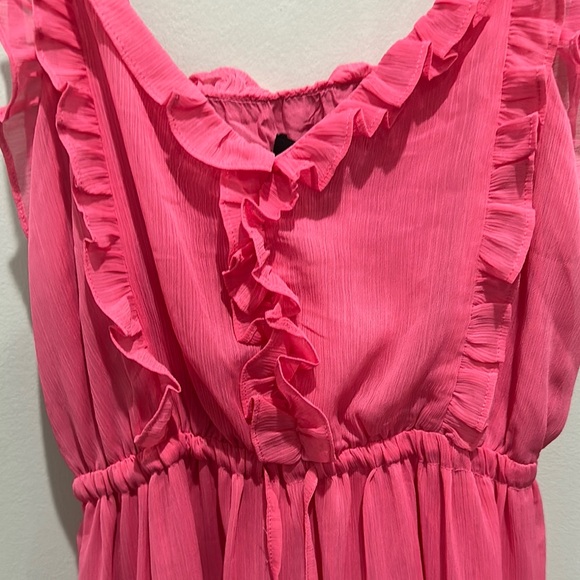 Vibrant Pink Dress with Ruffled Straps and Empire Waist - Picture 2 of 6